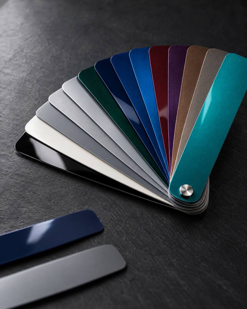 Fan deck of colour film swatches